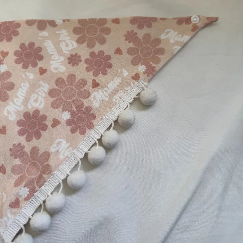 EUC Loic by Design Mama's Girl Mother's Day Dog Bandana with Poms, Pink Daisy, M